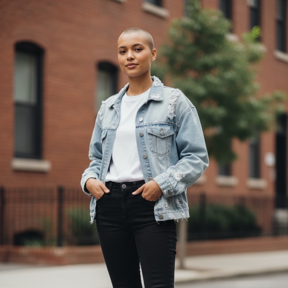 Forever 21 Distressed Light Blue Denim Jacket